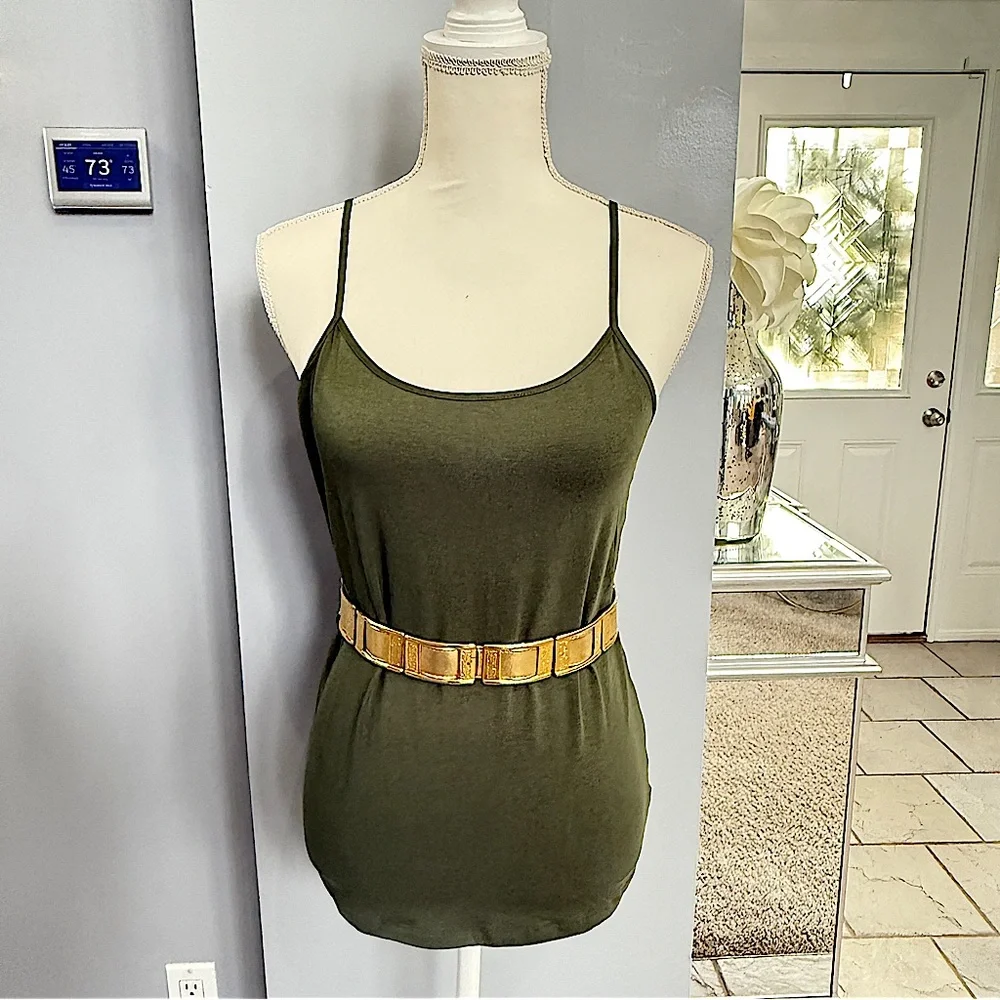 Vintage 1980s Gold Retro Back Clasp Disco Hippie Belt Size Small/Medium 32”L